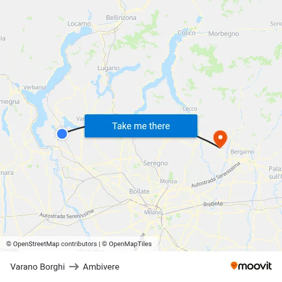 Varano Borghi to Ambivere map