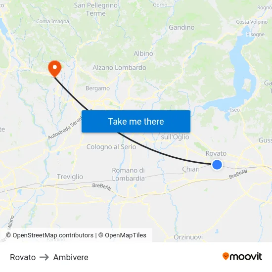 Rovato to Ambivere map