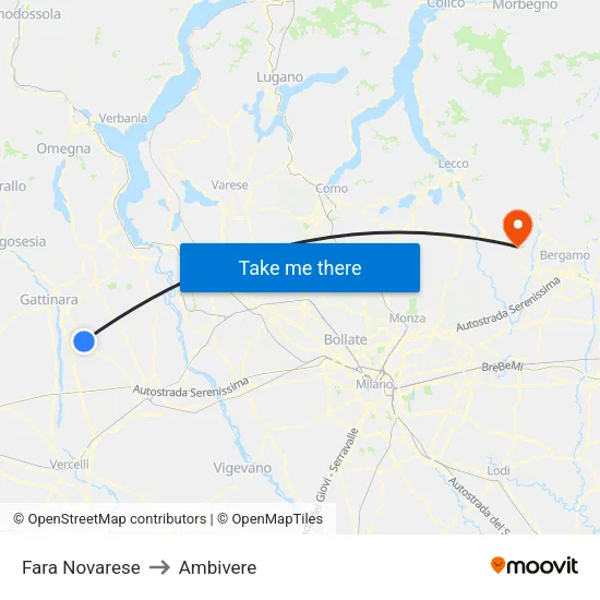 Fara Novarese to Ambivere map