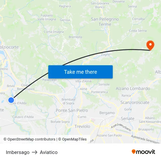 Imbersago to Aviatico map