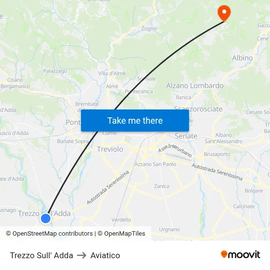 Trezzo Sull' Adda to Aviatico map