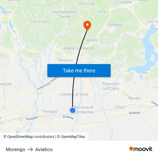 Morengo to Aviatico map