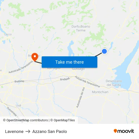 Lavenone to Azzano San Paolo map