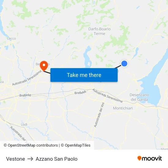 Vestone to Azzano San Paolo map