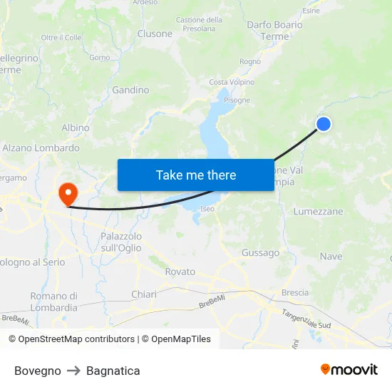 Bovegno to Bagnatica map