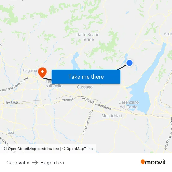 Capovalle to Bagnatica map