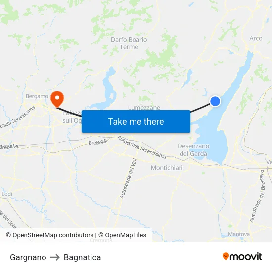 Gargnano to Bagnatica map