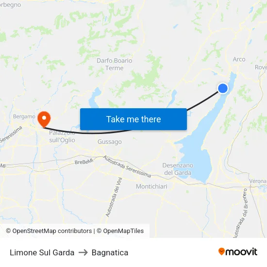 Limone Sul Garda to Bagnatica map