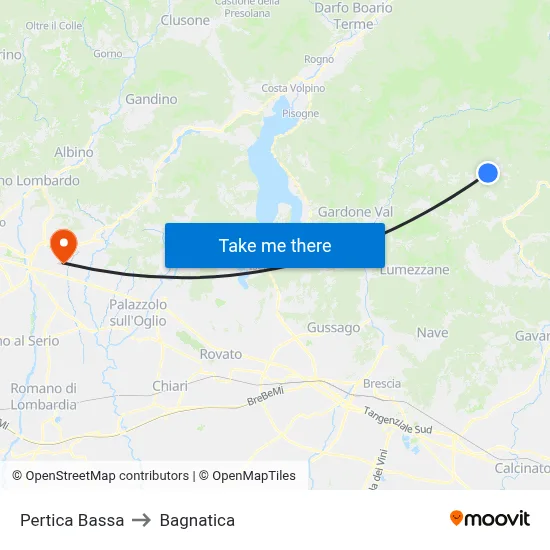Pertica Bassa to Bagnatica map