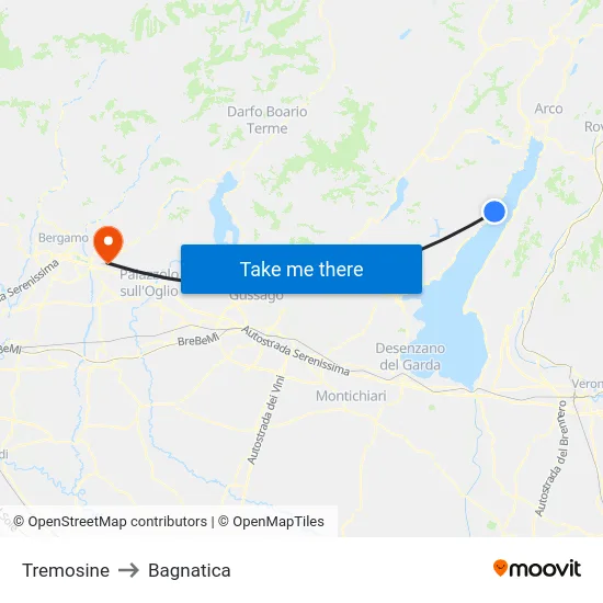 Tremosine to Bagnatica map
