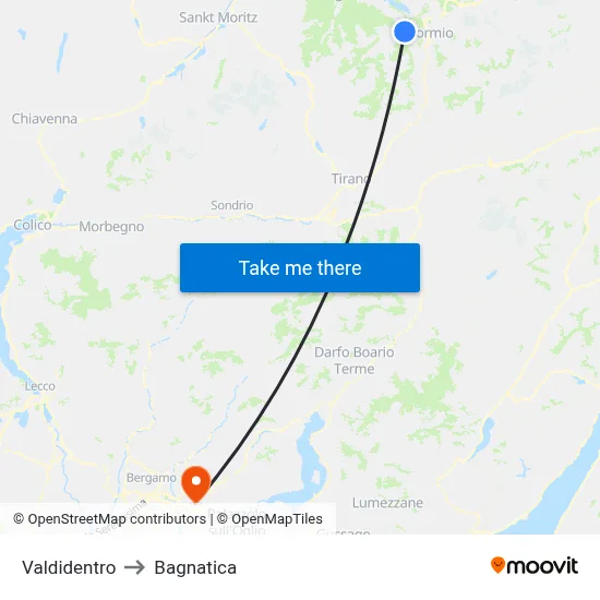 Valdidentro to Bagnatica map