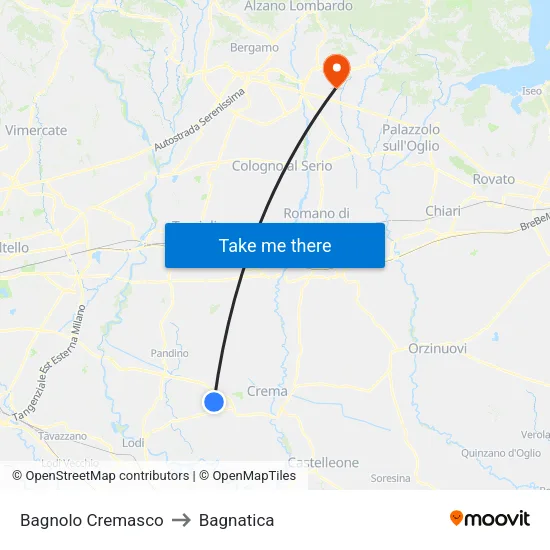 Bagnolo Cremasco to Bagnatica map