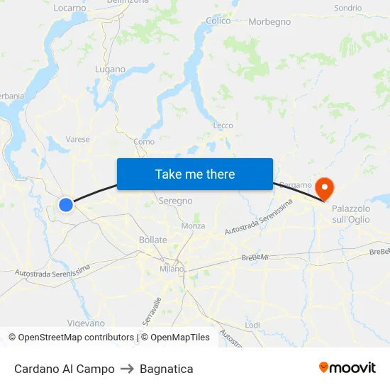 Cardano Al Campo to Bagnatica map