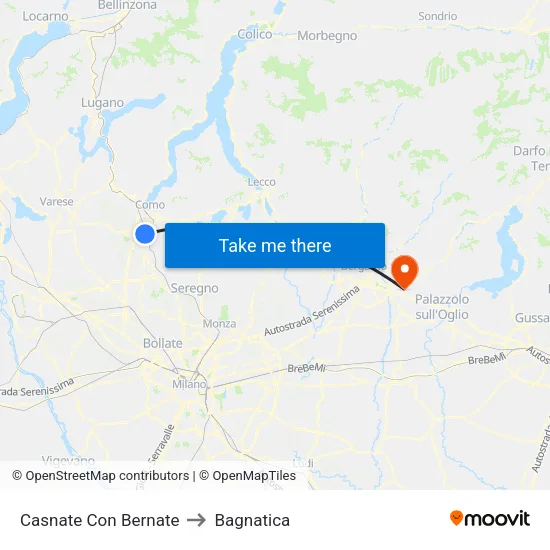 Casnate Con Bernate to Bagnatica map