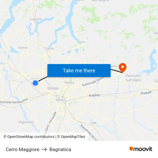 Cerro Maggiore to Bagnatica map