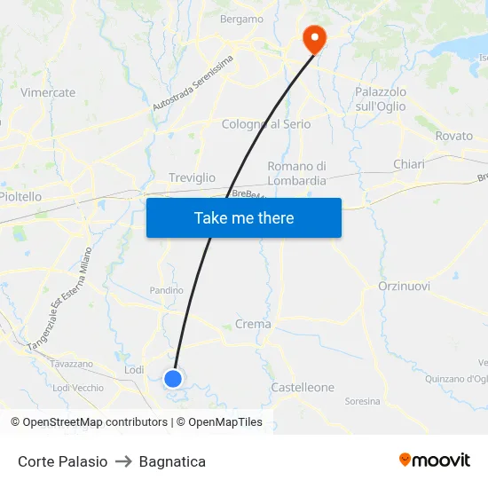 Corte Palasio to Bagnatica map