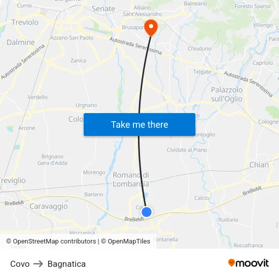Covo to Bagnatica map