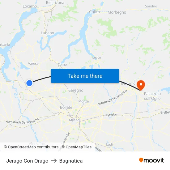 Jerago con Orago to Bagnatica map