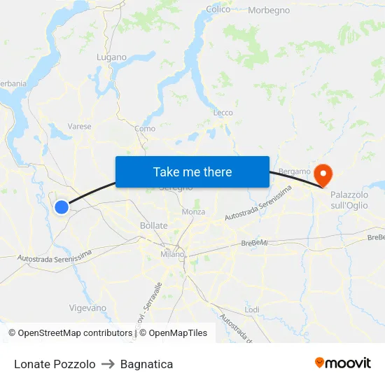 Lonate Pozzolo to Bagnatica map
