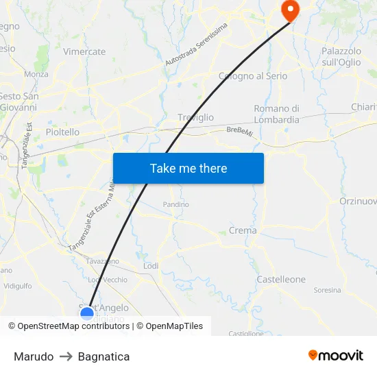 Marudo to Bagnatica map