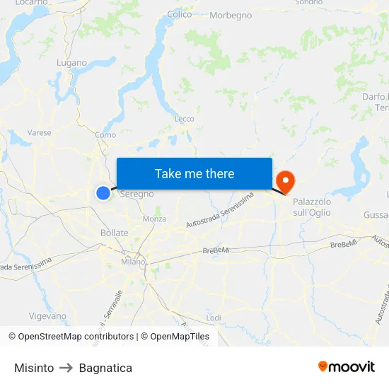 Misinto to Bagnatica map