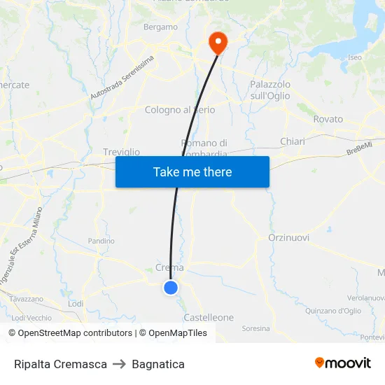 Ripalta Cremasca to Bagnatica map