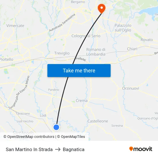 San Martino In Strada to Bagnatica map