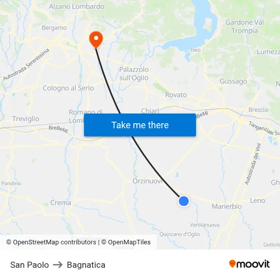 San Paolo to Bagnatica map
