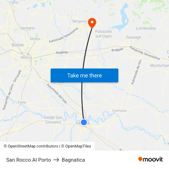 San Rocco Al Porto to Bagnatica map