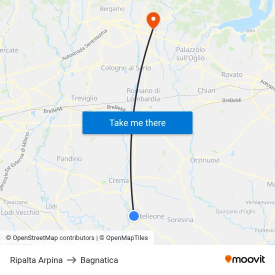 Ripalta Arpina to Bagnatica map