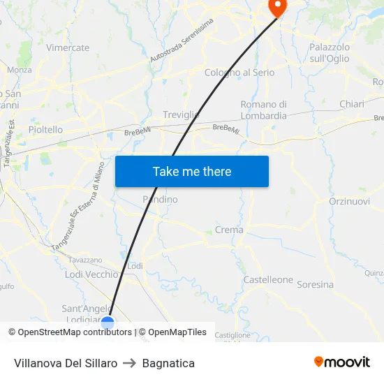 Villanova Del Sillaro to Bagnatica map