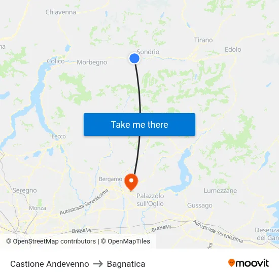 Castione Andevenno to Bagnatica map