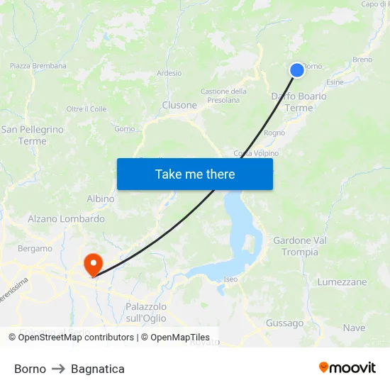 Borno to Bagnatica map