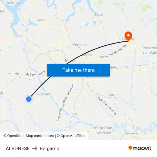 ALBONESE to Bergamo map
