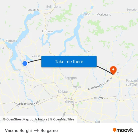 Varano Borghi to Bergamo map