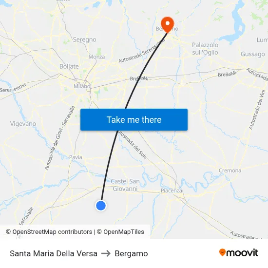 Santa Maria Della Versa to Bergamo map