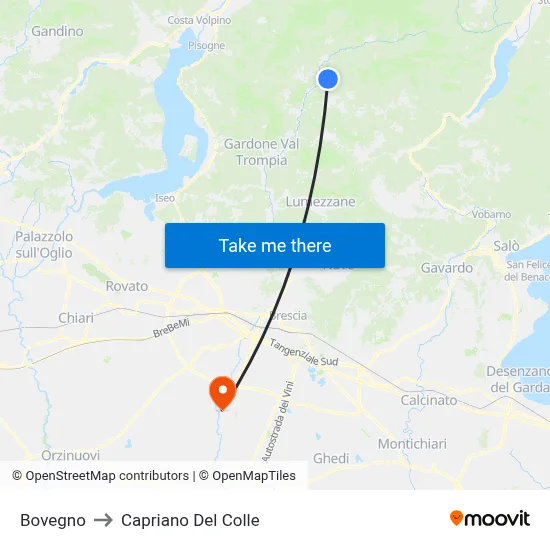 Bovegno to Capriano Del Colle map