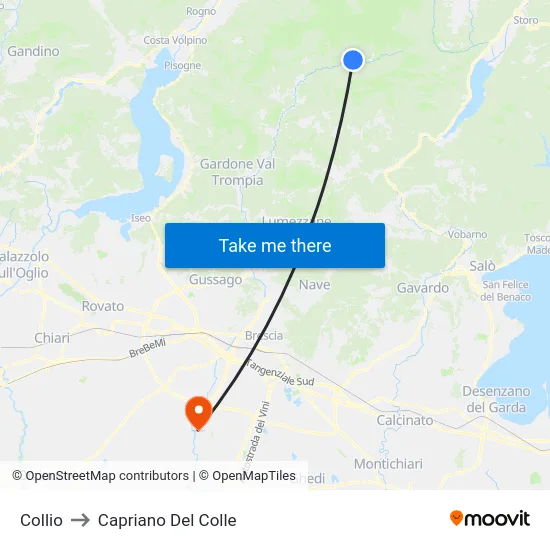 Collio to Capriano Del Colle map