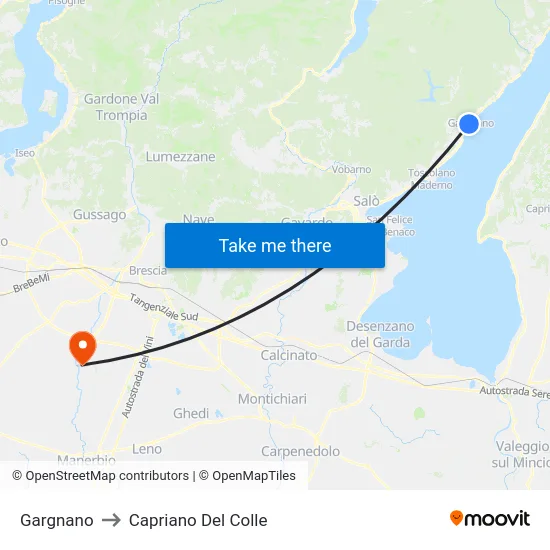 Gargnano to Capriano Del Colle map