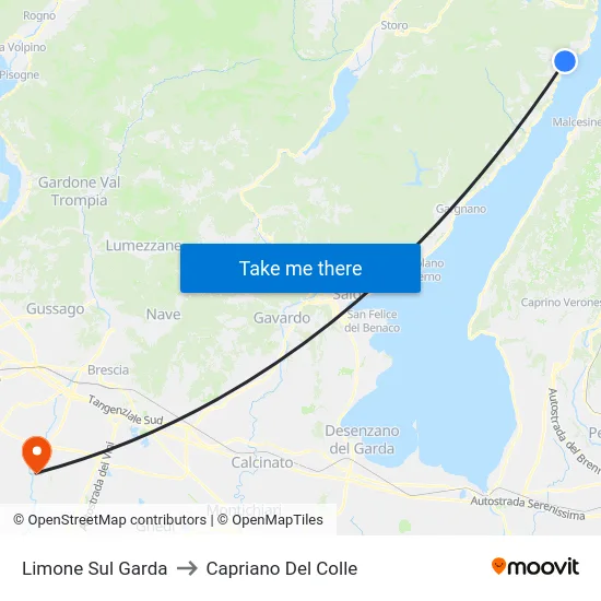 Limone Sul Garda to Capriano Del Colle map