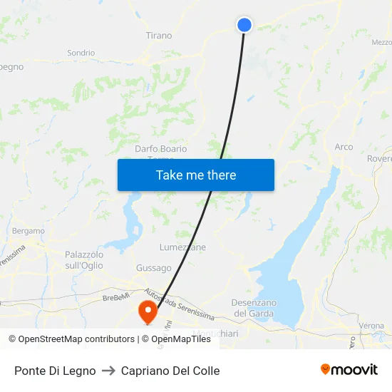 Ponte Di Legno to Capriano Del Colle map
