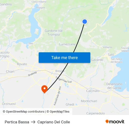 Pertica Bassa to Capriano Del Colle map