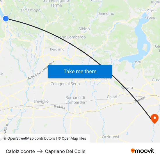 Calolziocorte to Capriano Del Colle map