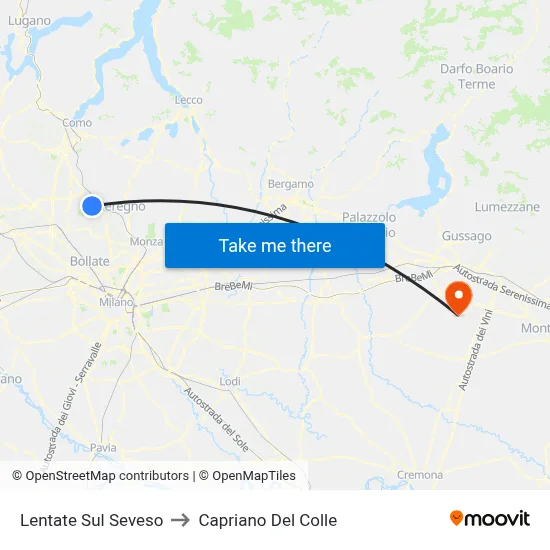 Lentate Sul Seveso to Capriano Del Colle map