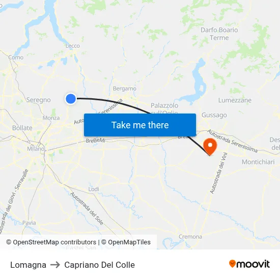 Lomagna to Capriano Del Colle map