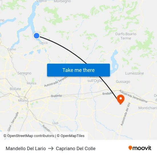 Mandello Del Lario to Capriano Del Colle map