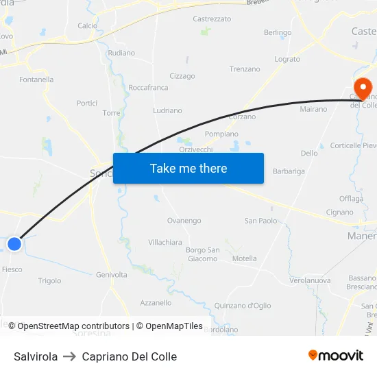 Salvirola to Capriano Del Colle map
