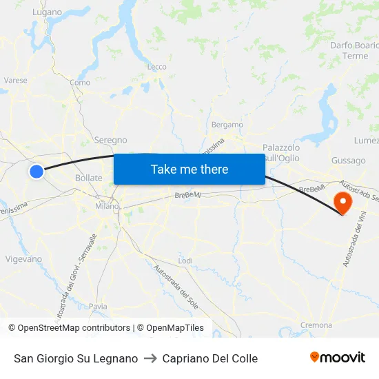 San Giorgio Su Legnano to Capriano Del Colle map