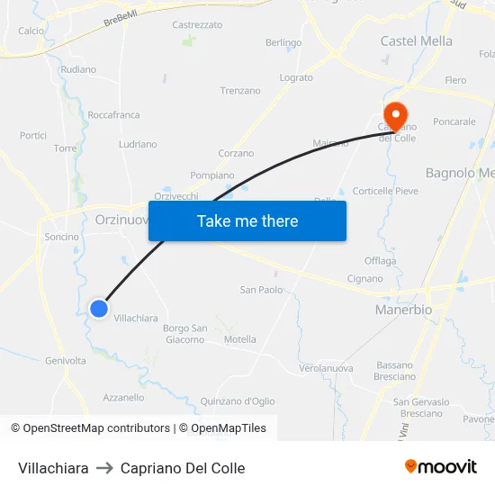 Villachiara to Capriano Del Colle map