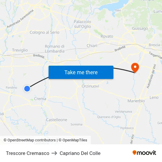 Trescore Cremasco to Capriano Del Colle map